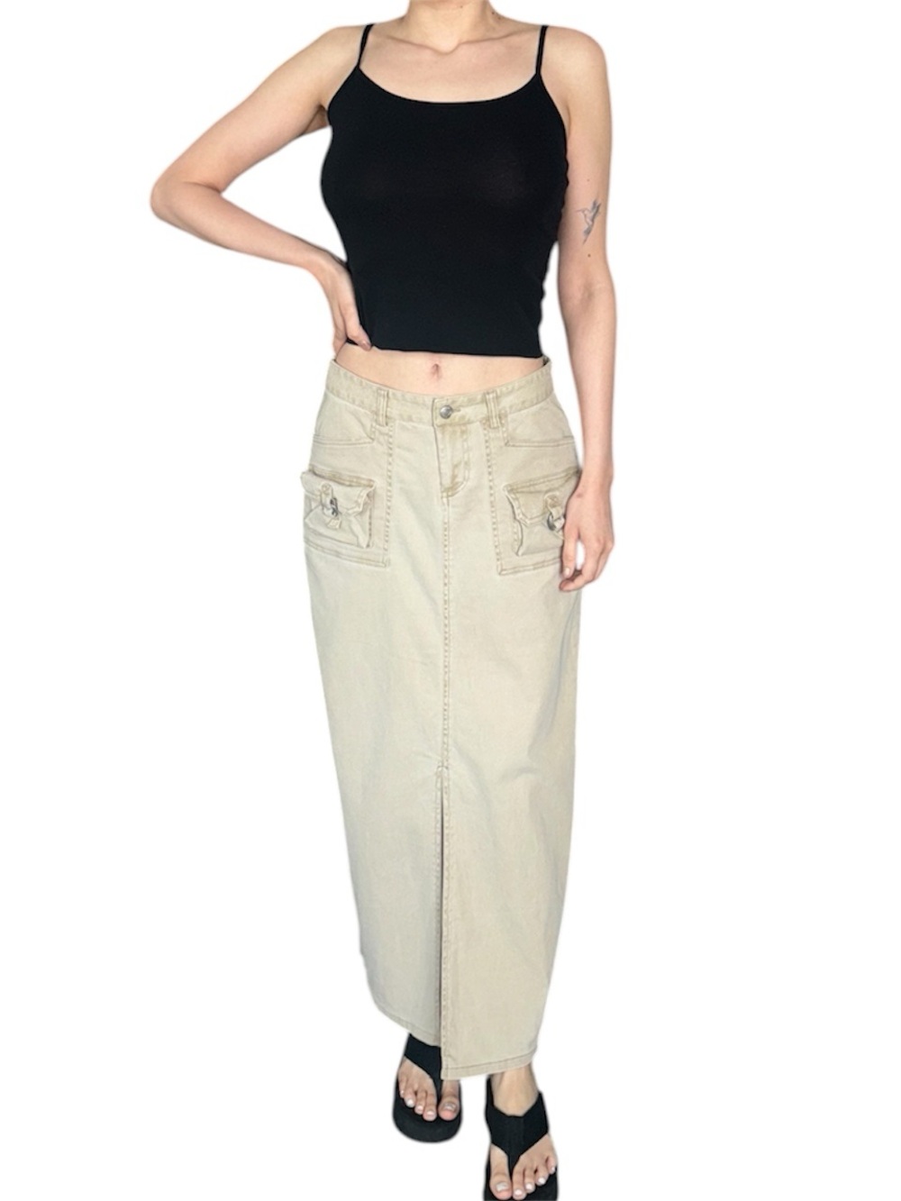 Y2K Beige Cargo Skirt